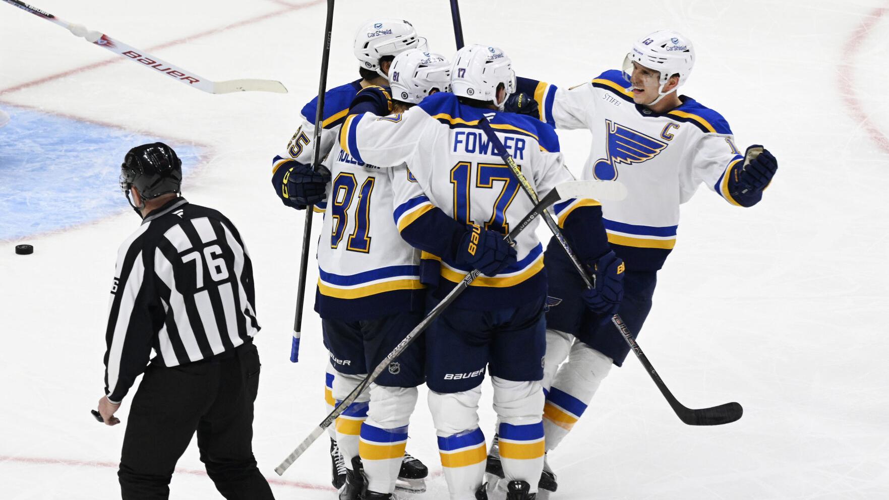 Happy Holloways! Hat trick leads Blues over Red Wings in 4-0 win